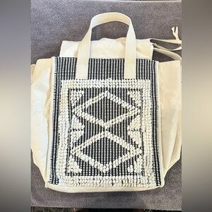 Aerie Black and Cream Geometric Tote